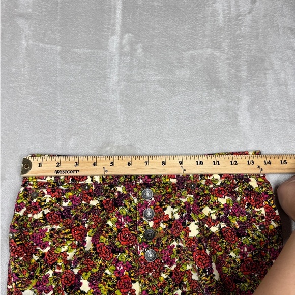 Free People Sun Chaser Floral Cream High Rise Button Fly Corduroy Retro Pants 25 - Picture 7 of 16